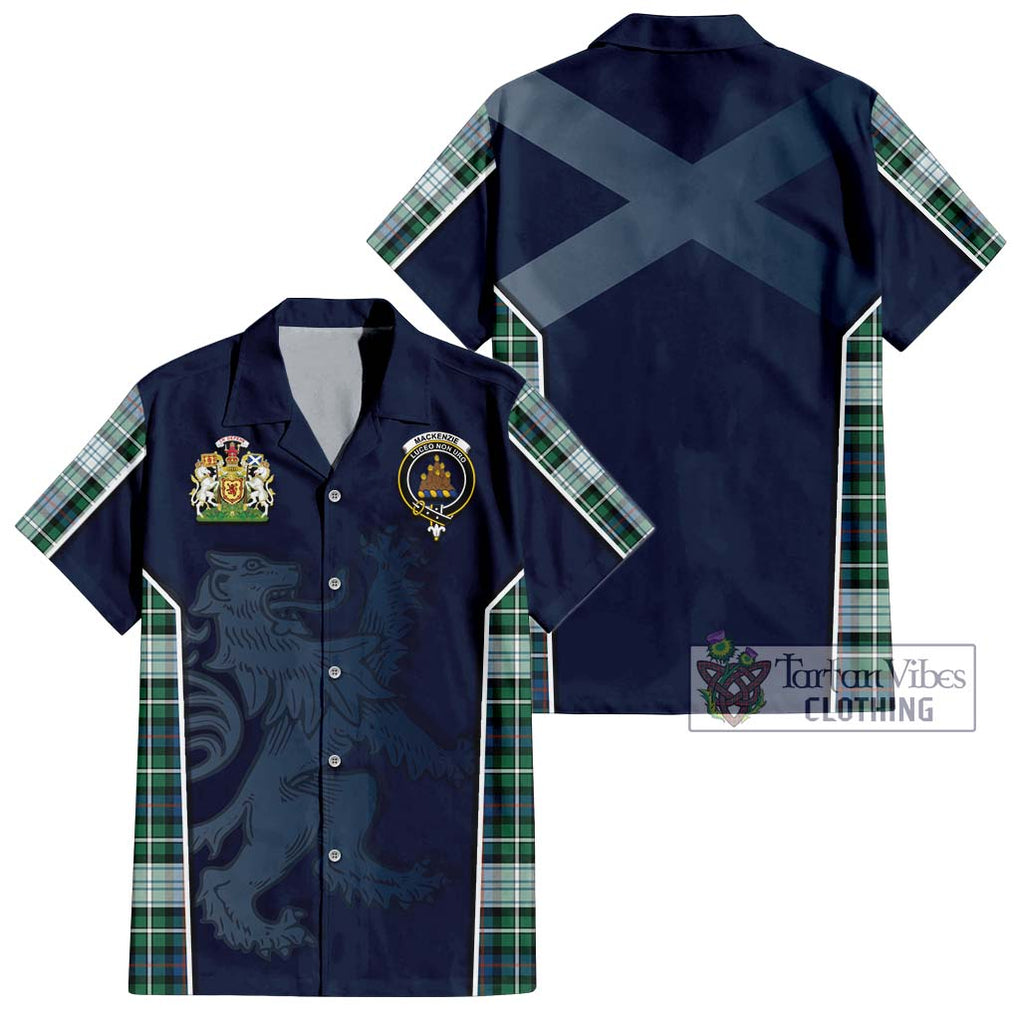 Mackenzie Dress Ancient Tartan Short Sleeve Button Shirt with Family Crest and Lion Rampant Vibes Sport Style Kid - Tartan Vibes Clothing