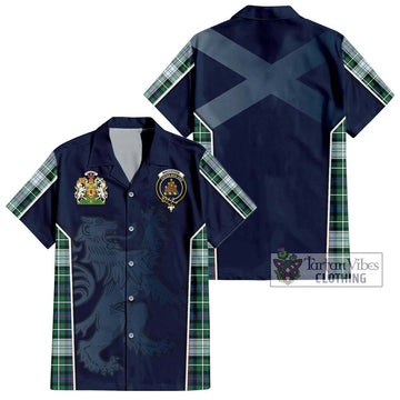 Mackenzie Dress Ancient Tartan Short Sleeve Button Shirt with Family Crest and Lion Rampant Vibes Sport Style