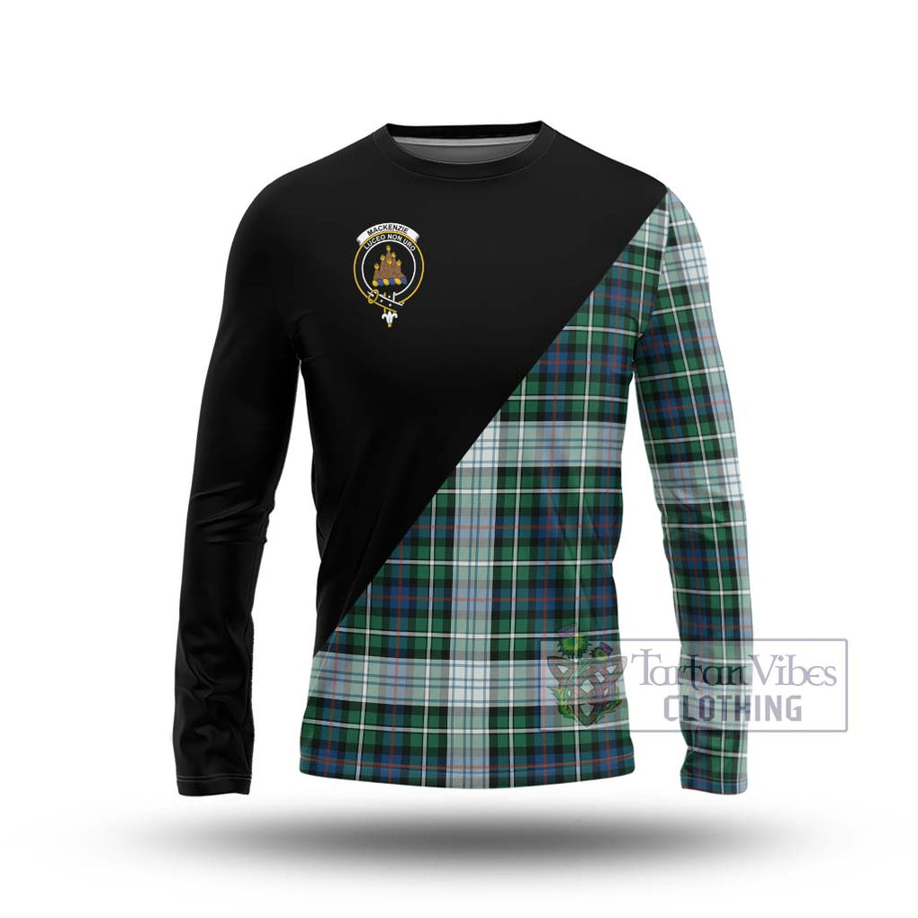 Mackenzie Dress Ancient Tartan Long Sleeve T-Shirt with Family Crest and Military Logo Style Unisex - Tartanvibesclothing Shop