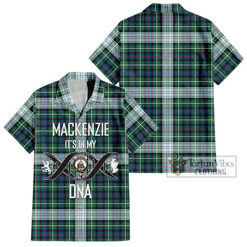 Mackenzie Dress Ancient Tartan Short Sleeve Button Shirt with Family Crest DNA In Me Style