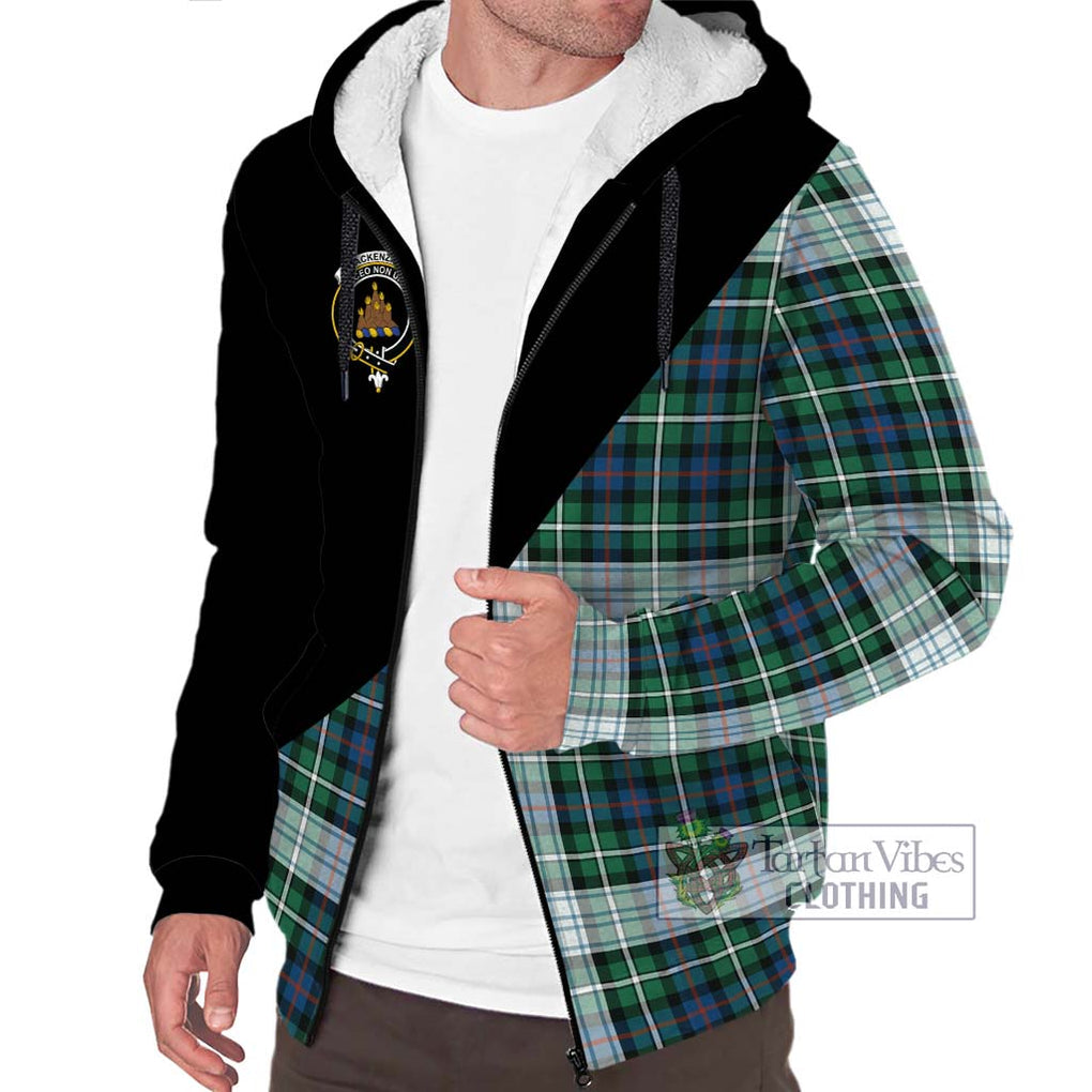 Mackenzie Dress Ancient Tartan Sherpa Hoodie with Family Crest and Military Logo Style Unisex S - Tartanvibesclothing Shop