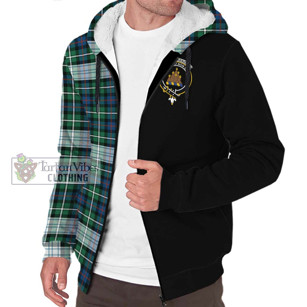 Mackenzie Dress Ancient Tartan Sherpa Hoodie with Family Crest and Half Of Me Style Unisex S - Tartanvibesclothing Shop