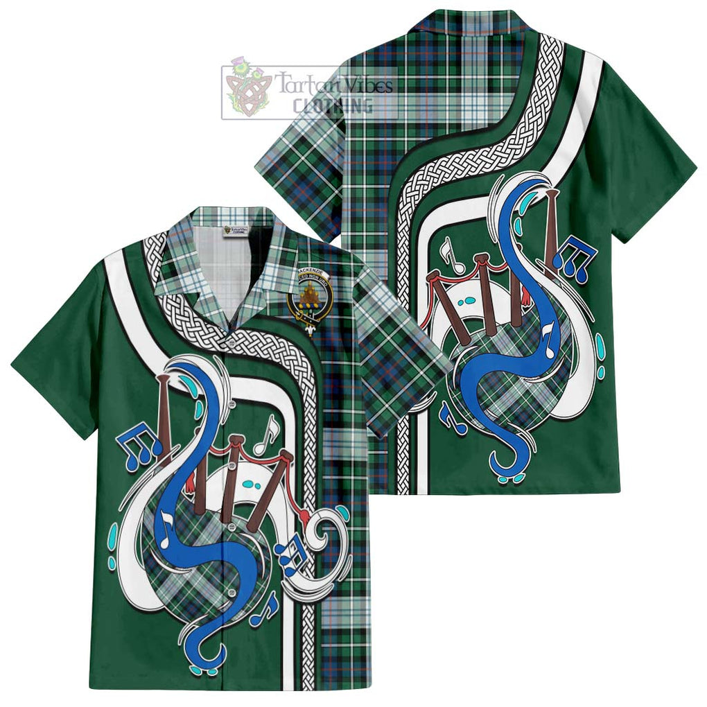 Mackenzie Dress Ancient Tartan Short Sleeve Button Shirt with Epic Bagpipe Style Kid - Tartanvibesclothing Shop