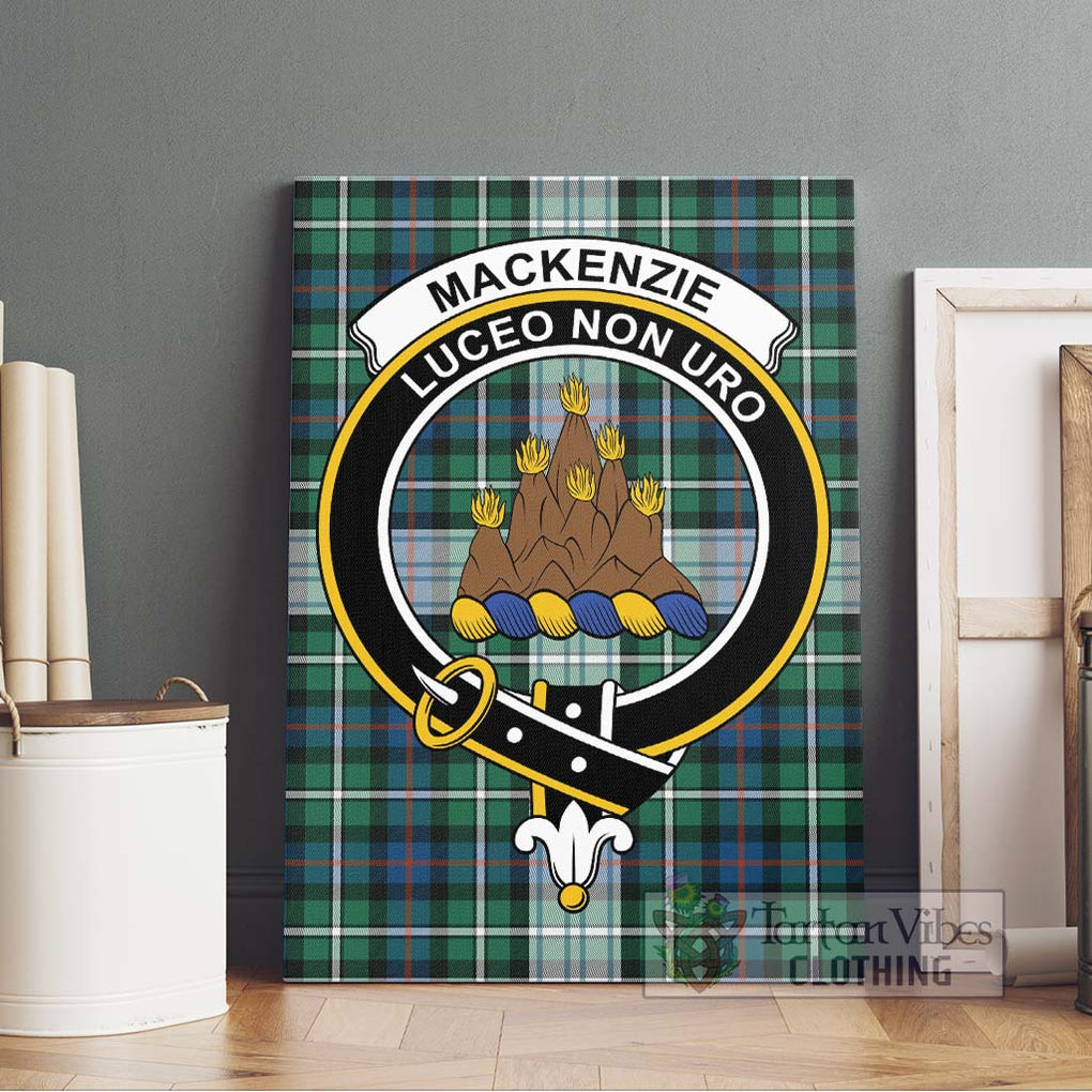 Mackenzie Dress Ancient Tartan Canvas Print Wall Art with Family Crest Without Frame - Tartan Vibes Clothing