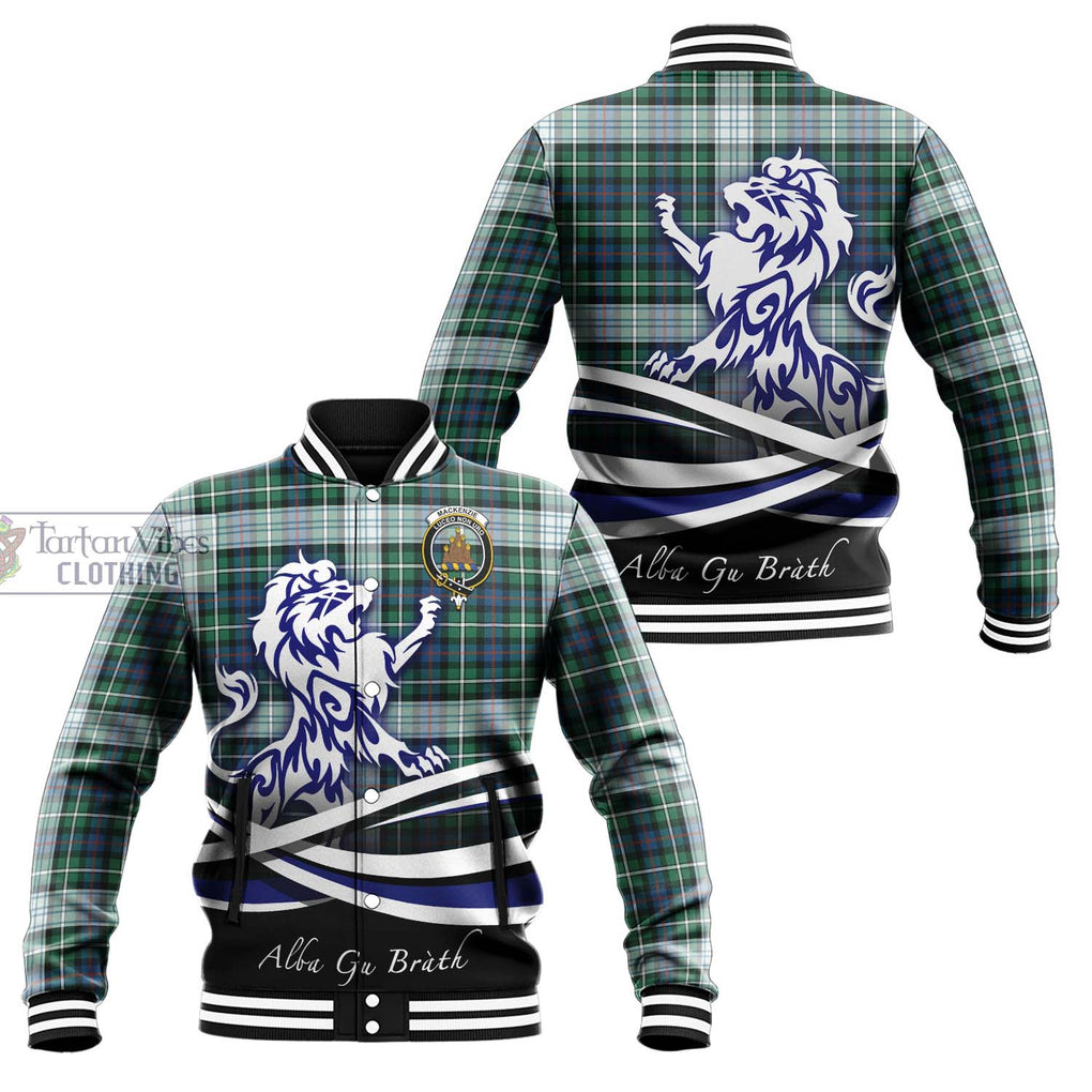 Mackenzie Dress Ancient Tartan Baseball Jacket with Alba Gu Brath Regal Lion Emblem Unisex - Tartanvibesclothing Shop