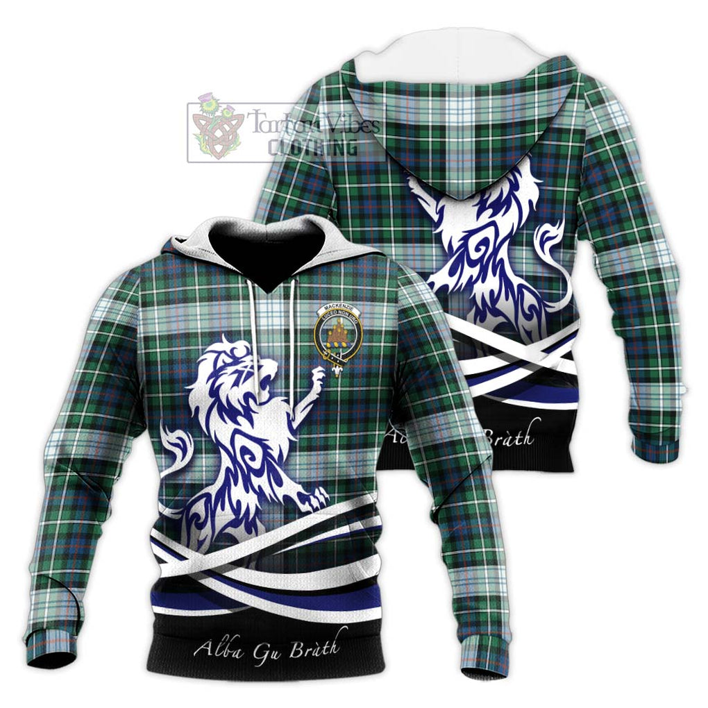 Mackenzie Dress Ancient Tartan Knitted Hoodie with Alba Gu Brath Regal Lion Emblem Unisex Knitted Pullover Hoodie - Tartanvibesclothing Shop