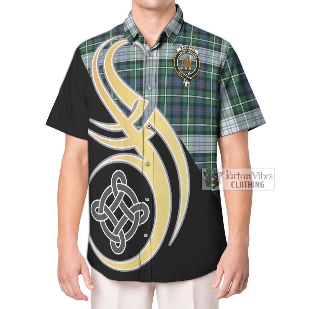 Mackenzie Dress Ancient Tartan Short Sleeve Button Shirt with Family Crest and Celtic Symbol Style Kid - Tartan Vibes Clothing