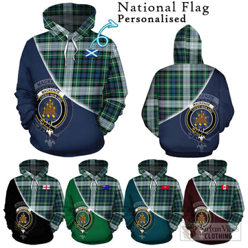 Mackenzie Dress Ancient Tartan Hoodie with Personalised National Flag and Family Crest Half Style