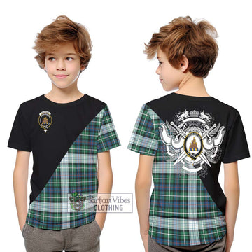 Mackenzie Dress Ancient Tartan Kid T-Shirt with Family Crest and Military Logo Style