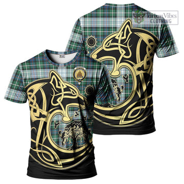 Mackenzie Dress Ancient Tartan T-Shirt with Family Crest Celtic Wolf Style