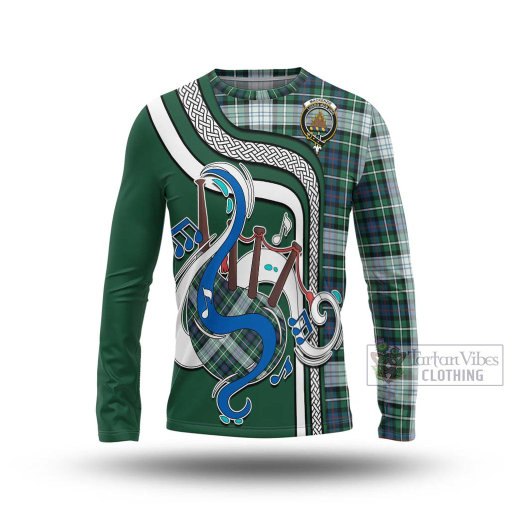 Tartan Vibes Clothing Mackenzie Dress Ancient Tartan Long Sleeve T-Shirt with Epic Bagpipe Style