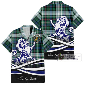 Mackenzie Dress Ancient Tartan Short Sleeve Button Shirt with Alba Gu Brath Regal Lion Emblem