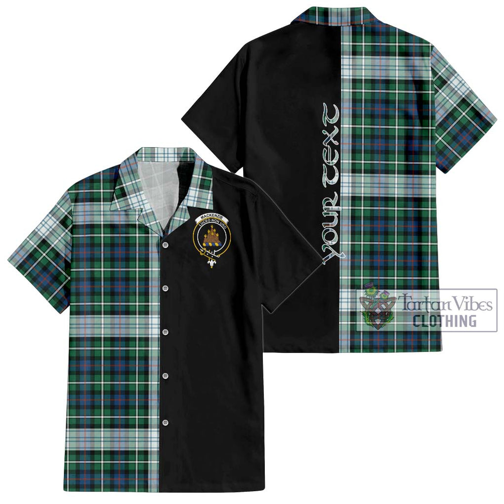 Mackenzie Dress Ancient Tartan Short Sleeve Button Shirt with Family Crest and Half Of Me Style Kid - Tartanvibesclothing Shop