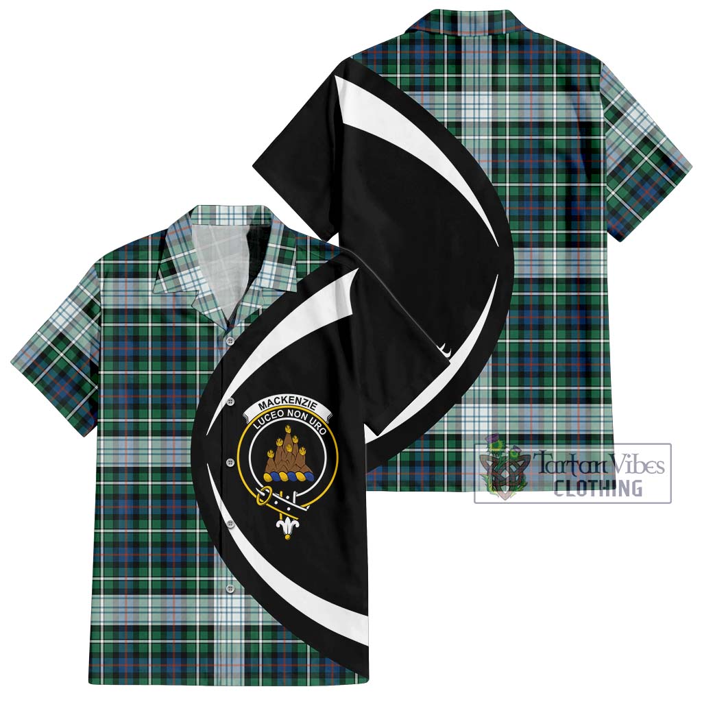 Mackenzie Dress Ancient Tartan Short Sleeve Button Up with Family Crest Circle Style Kid - Tartan Vibes Clothing