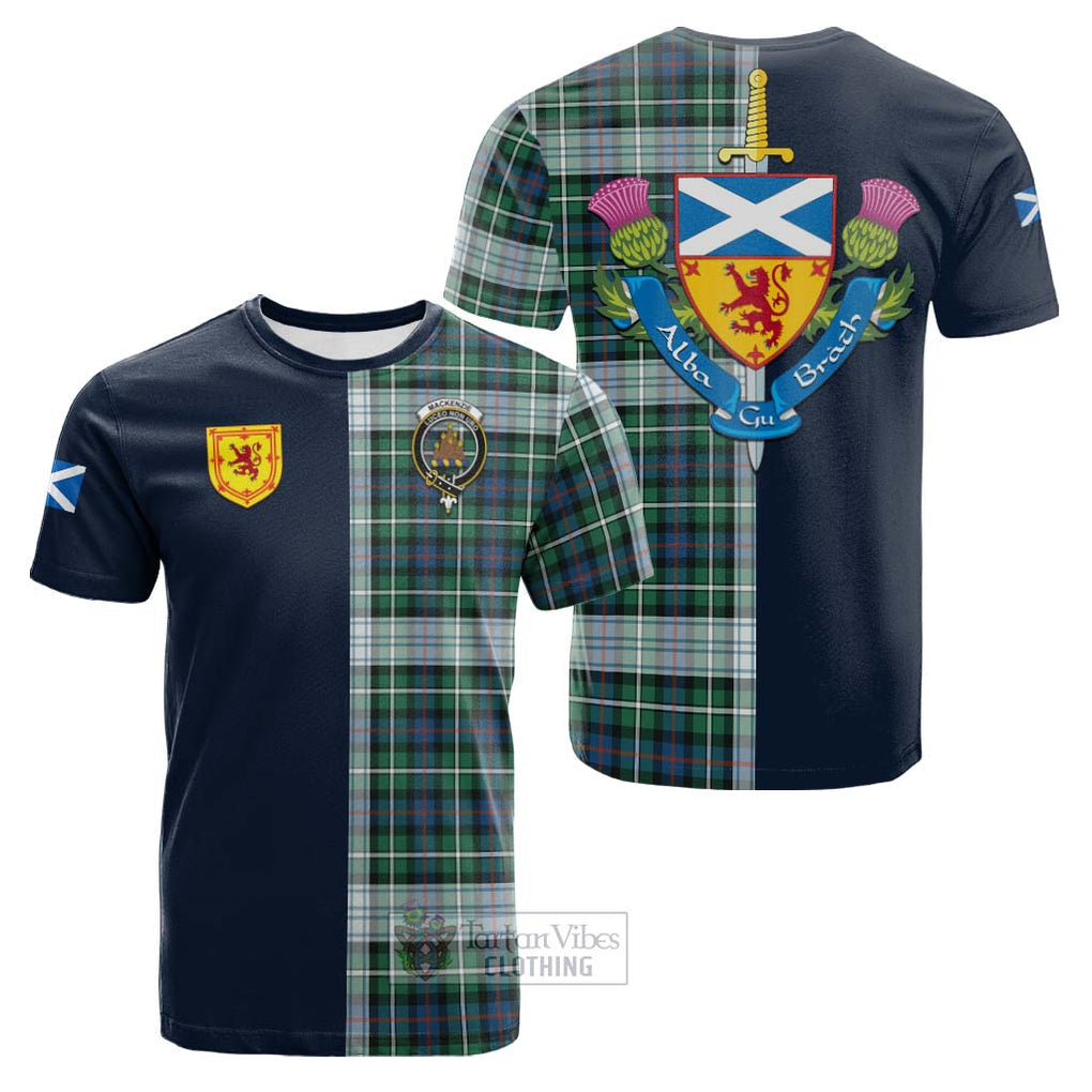 Tartan Vibes Clothing Mackenzie Dress Ancient Tartan Cotton T-shirt with Scottish Lion Royal Arm Half Style