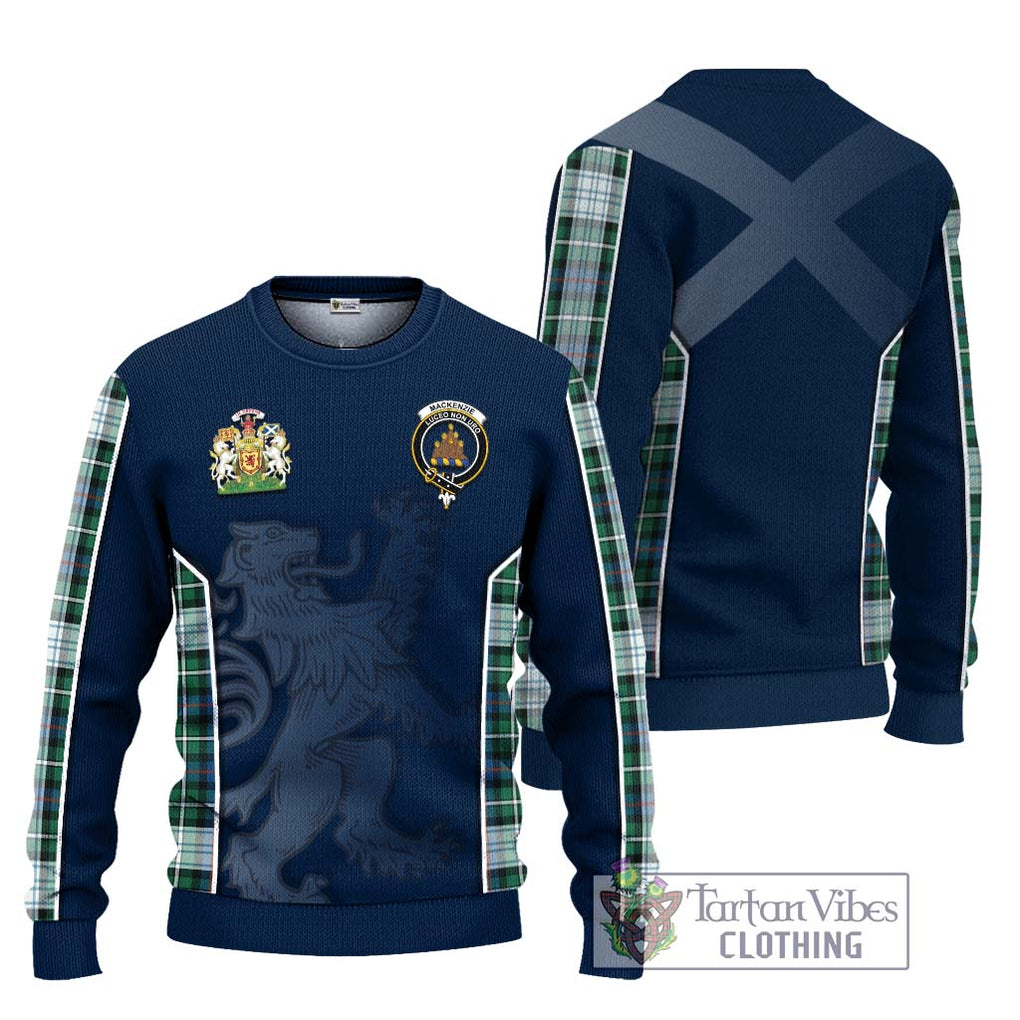 Mackenzie Dress Ancient Tartan Knitted Sweater with Family Crest and Lion Rampant Vibes Sport Style Unisex - Tartan Vibes Clothing