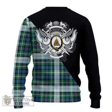 Mackenzie Dress Ancient Tartan Ugly Sweater with Family Crest and Military Logo Style