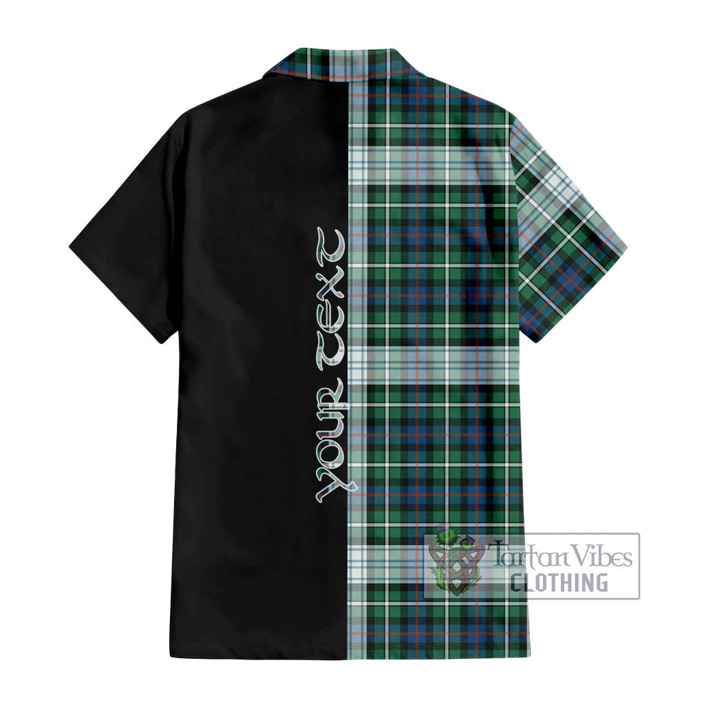 Mackenzie Dress Ancient Tartan Short Sleeve Button Shirt with Family Crest and Half Of Me Style - Tartanvibesclothing Shop