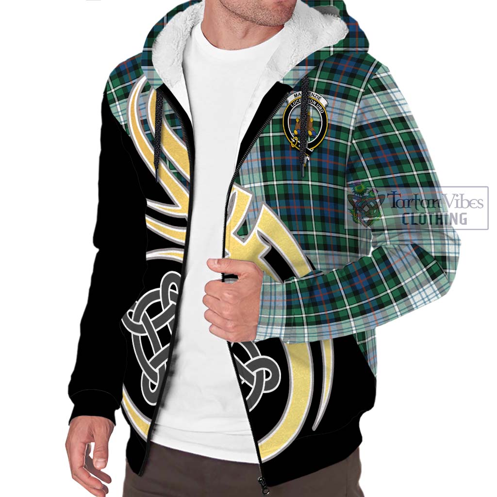 Mackenzie Dress Ancient Tartan Sherpa Hoodie with Family Crest and Celtic Symbol Style - Tartan Vibes Clothing