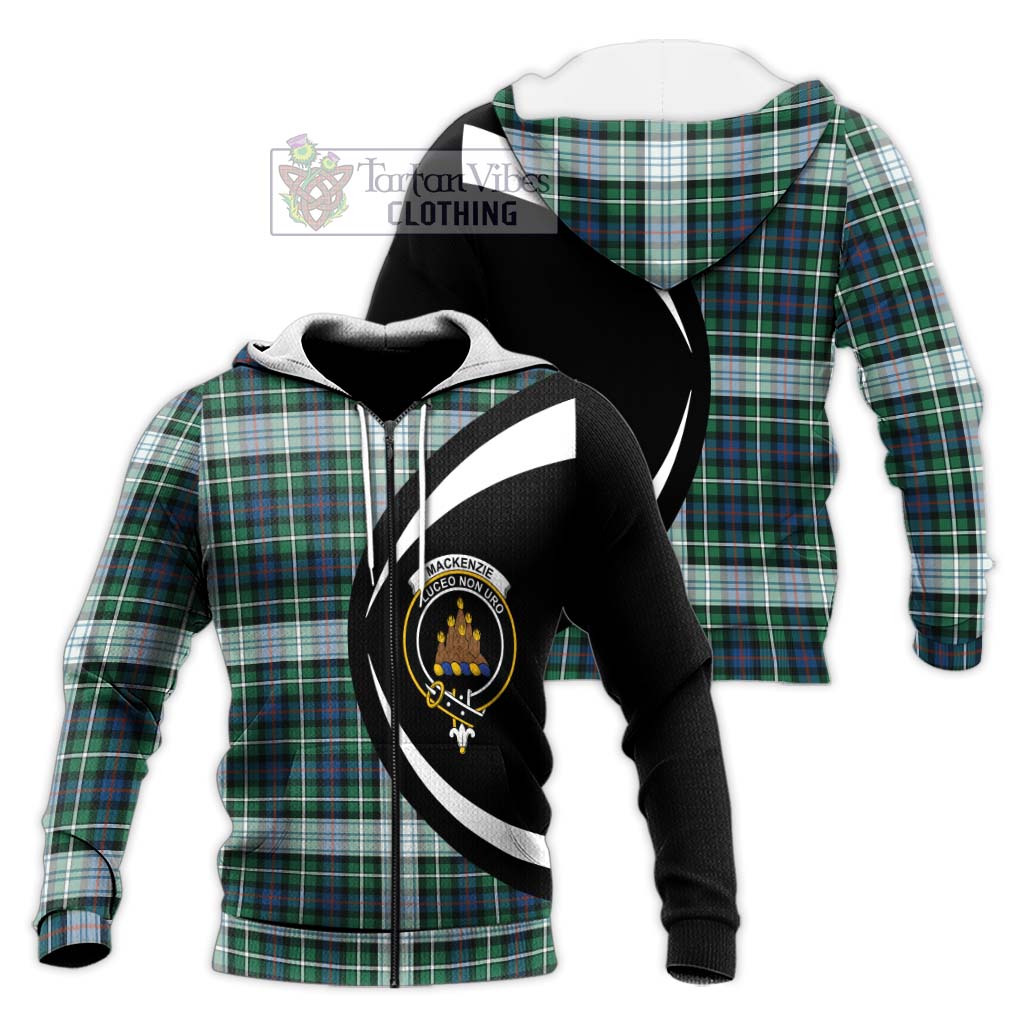 Mackenzie Dress Ancient Tartan Knitted Hoodie with Family Crest Circle Style Unisex Knitted Zip Hoodie - Tartan Vibes Clothing