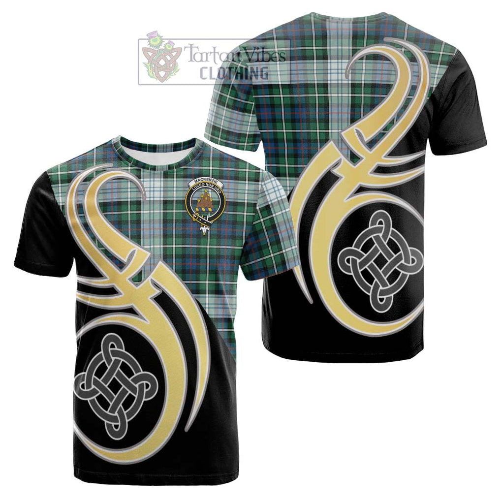 Tartan Vibes Clothing Mackenzie Dress Ancient Tartan Cotton T-shirt with Family Crest and Celtic Symbol Style