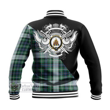 Mackenzie Dress Ancient Tartan Baseball Jacket with Family Crest and Military Logo Style