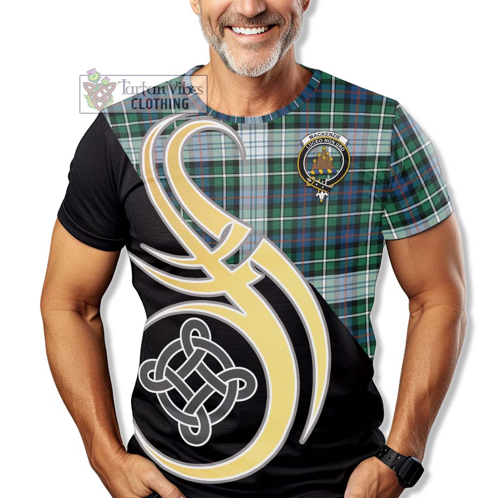 Tartan Vibes Clothing Mackenzie Dress Ancient Tartan T-Shirt with Family Crest and Celtic Symbol Style