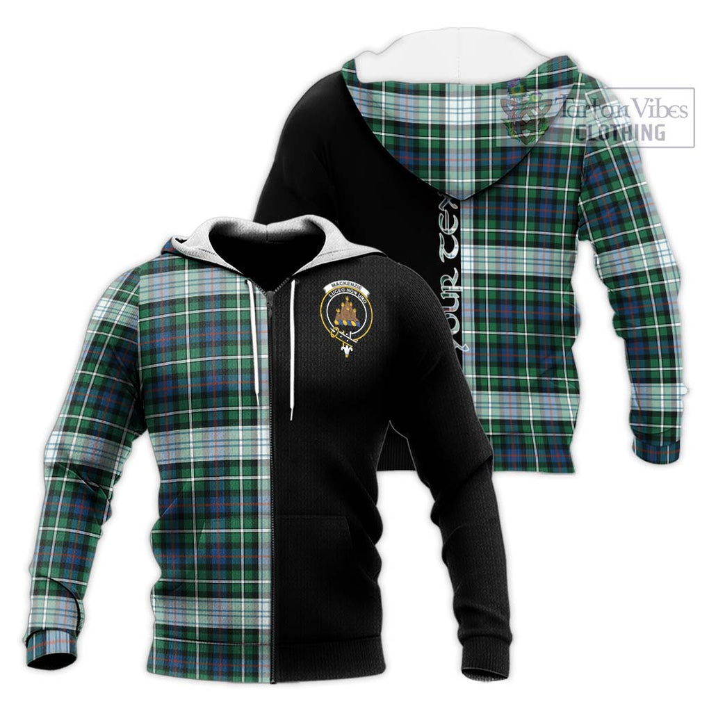 Mackenzie Dress Ancient Tartan Knitted Hoodie with Family Crest and Half Of Me Style Unisex Knitted Zip Hoodie - Tartanvibesclothing Shop