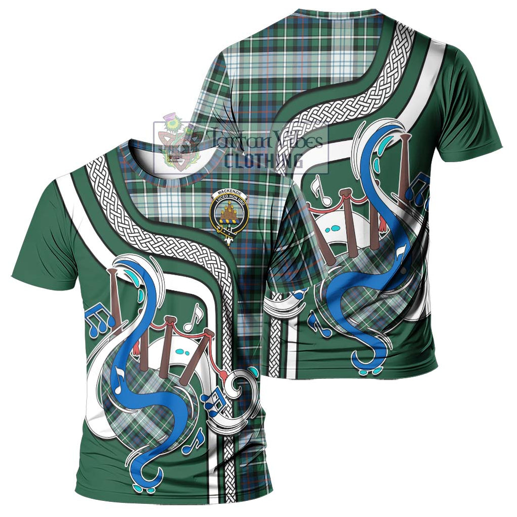 Mackenzie Dress Ancient Tartan T-Shirt with Epic Bagpipe Style - Tartanvibesclothing Shop