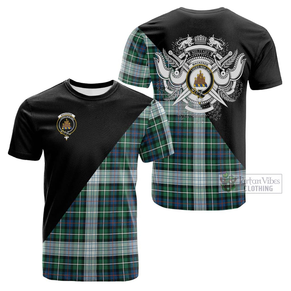 Tartan Vibes Clothing Mackenzie Dress Ancient Tartan Cotton T-shirt with Family Crest and Military Logo Style