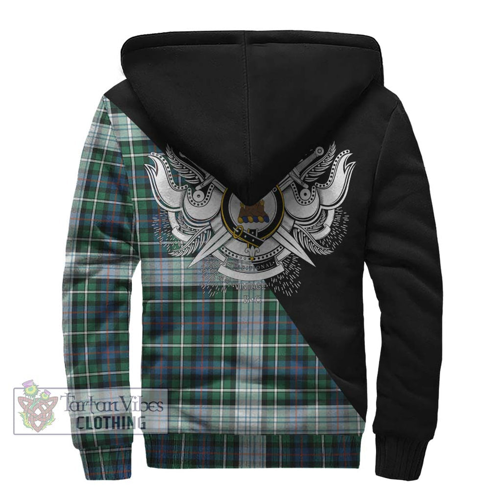 Mackenzie Dress Ancient Tartan Sherpa Hoodie with Family Crest and Military Logo Style - Tartanvibesclothing Shop