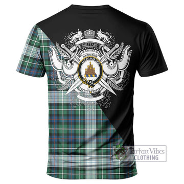 Mackenzie Dress Ancient Tartan T-Shirt with Family Crest and Military Logo Style