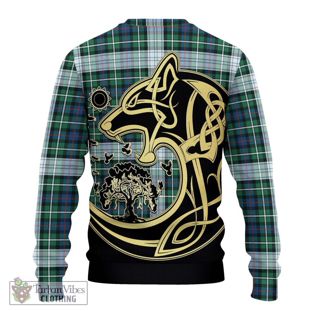 Mackenzie Dress Ancient Tartan Knitted Sweater with Family Crest Celtic Wolf Style - Tartan Vibes Clothing