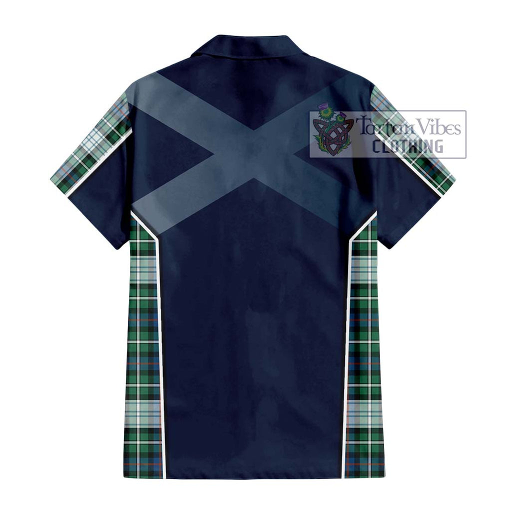 Mackenzie Dress Ancient Tartan Short Sleeve Button Shirt with Family Crest and Lion Rampant Vibes Sport Style - Tartan Vibes Clothing