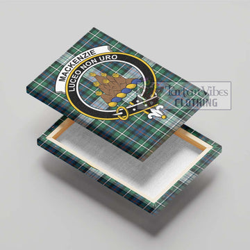 Mackenzie Dress Ancient Tartan Canvas Print Wall Art with Family Crest