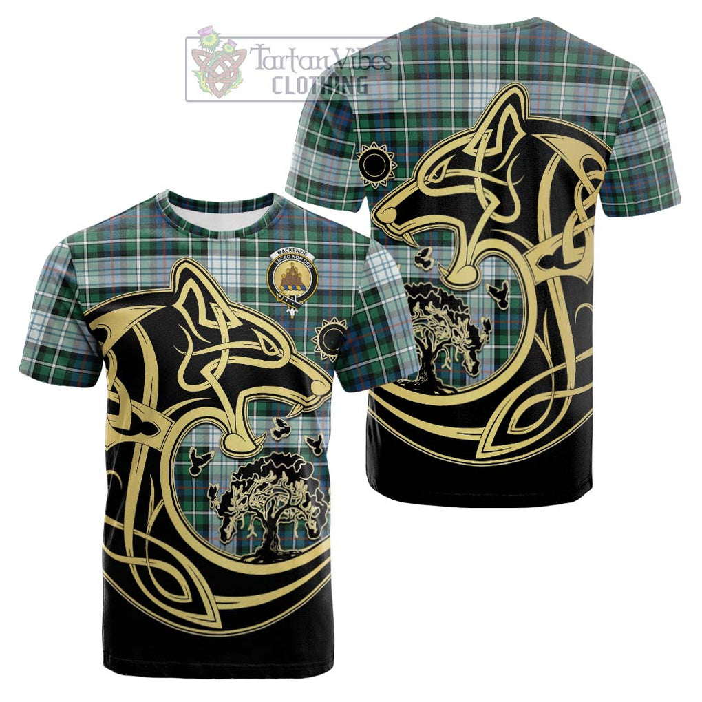 Tartan Vibes Clothing Mackenzie Dress Ancient Tartan Cotton T-shirt with Family Crest Celtic Wolf Style