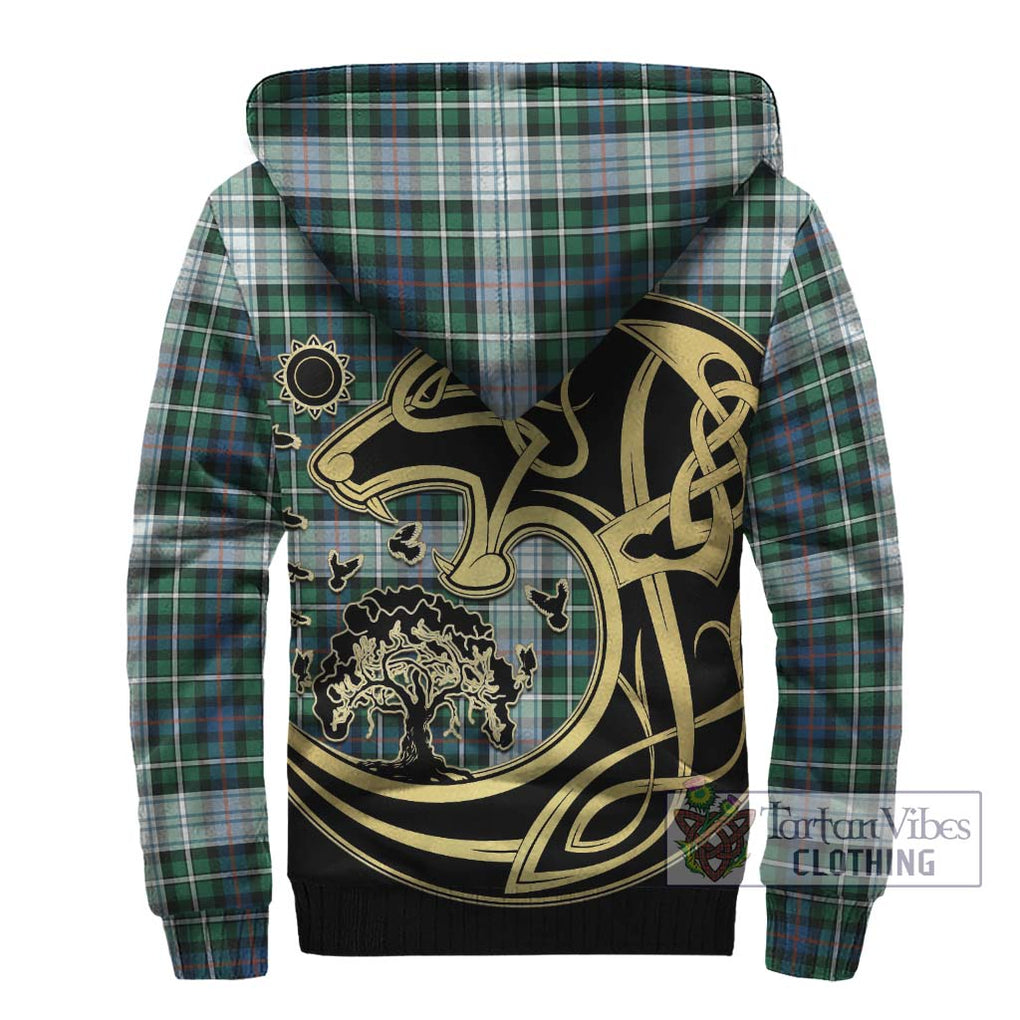 Mackenzie Dress Ancient Tartan Sherpa Hoodie with Family Crest Celtic Wolf Style - Tartan Vibes Clothing