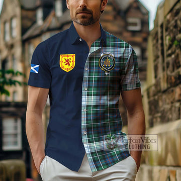 Mackenzie Dress Ancient Tartan Short Sleeve Button Shirt Alba with Scottish Lion Royal Arm Half Style