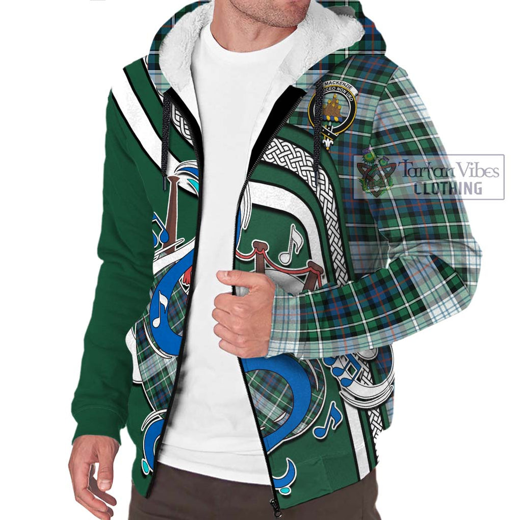 Mackenzie Dress Ancient Tartan Sherpa Hoodie with Epic Bagpipe Style Unisex - Tartanvibesclothing Shop