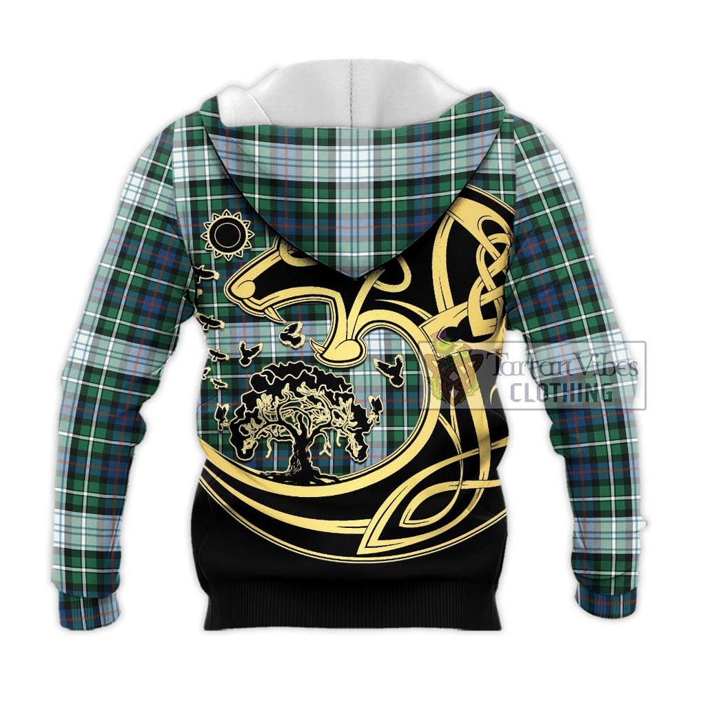 Mackenzie Dress Ancient Tartan Knitted Hoodie with Family Crest Celtic Wolf Style - Tartan Vibes Clothing