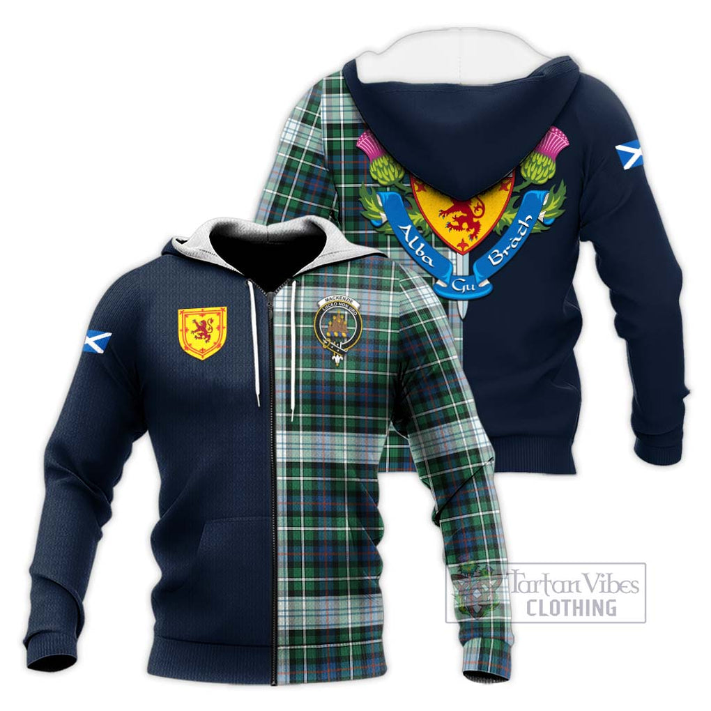 Tartan Vibes Clothing Mackenzie Dress Ancient Tartan Knitted Hoodie with Scottish Lion Royal Arm Half Style