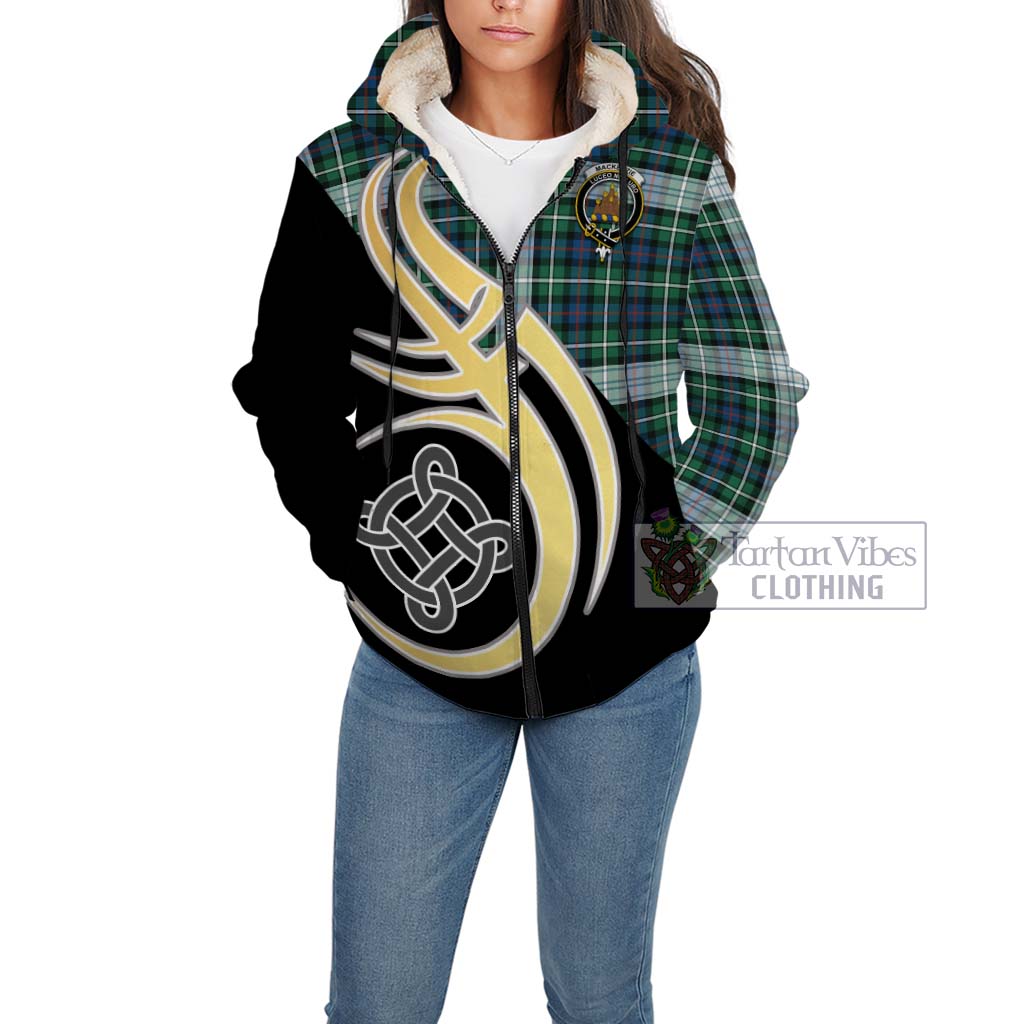 Mackenzie Dress Ancient Tartan Sherpa Hoodie with Family Crest and Celtic Symbol Style Unisex - Tartan Vibes Clothing