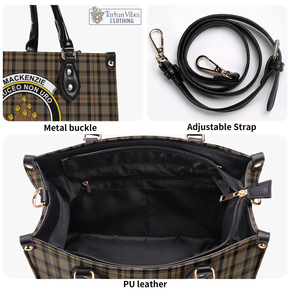 Tartan Vibes Clothing MacKenzie Hunting Tartan Luxury Leather Handbags with Family Crest