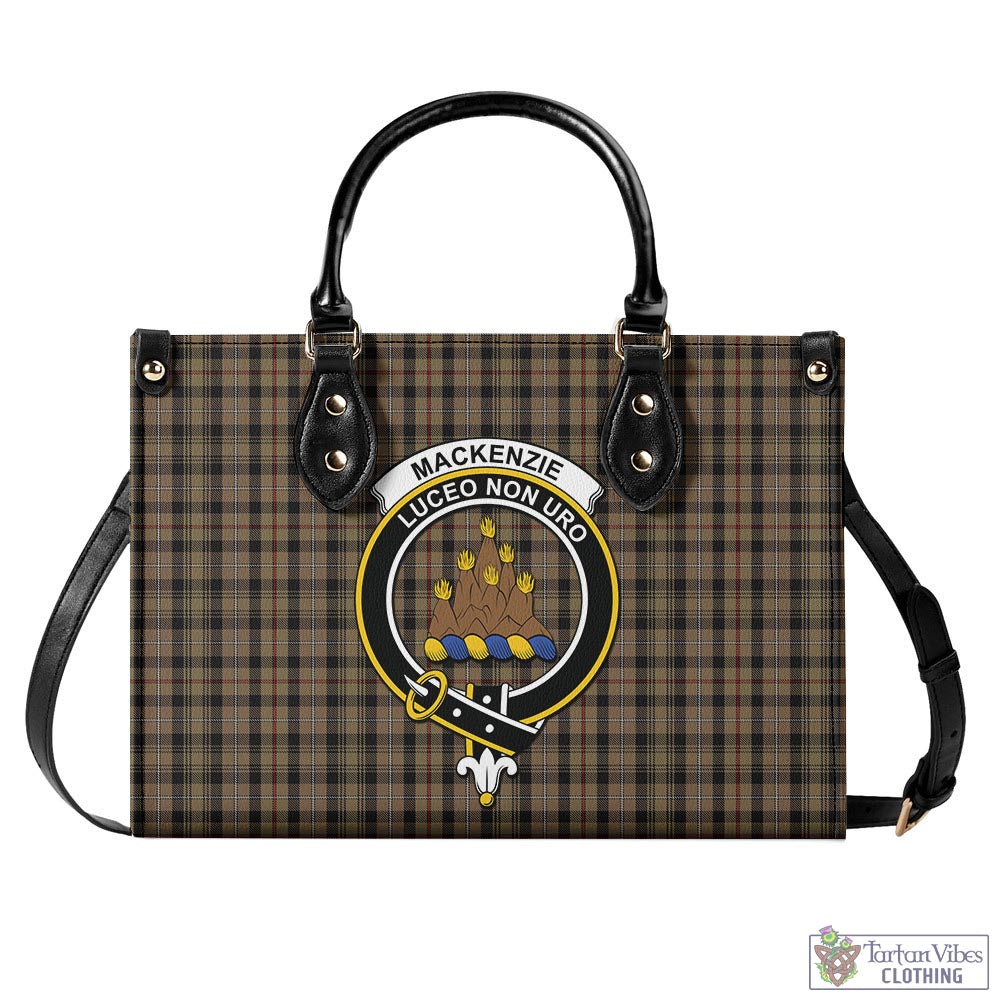 Tartan Vibes Clothing MacKenzie Hunting Tartan Luxury Leather Handbags with Family Crest