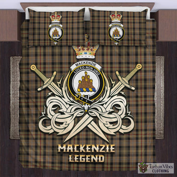 MacKenzie Hunting Tartan Bedding Set with Clan Crest and the Golden Sword of Courageous Legacy