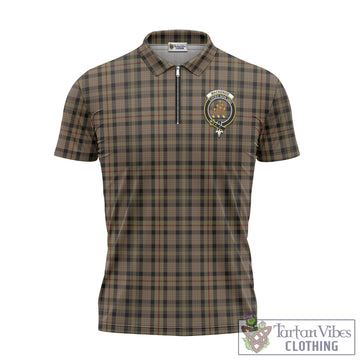 MacKenzie Hunting Tartan Zipper Polo Shirt with Family Crest