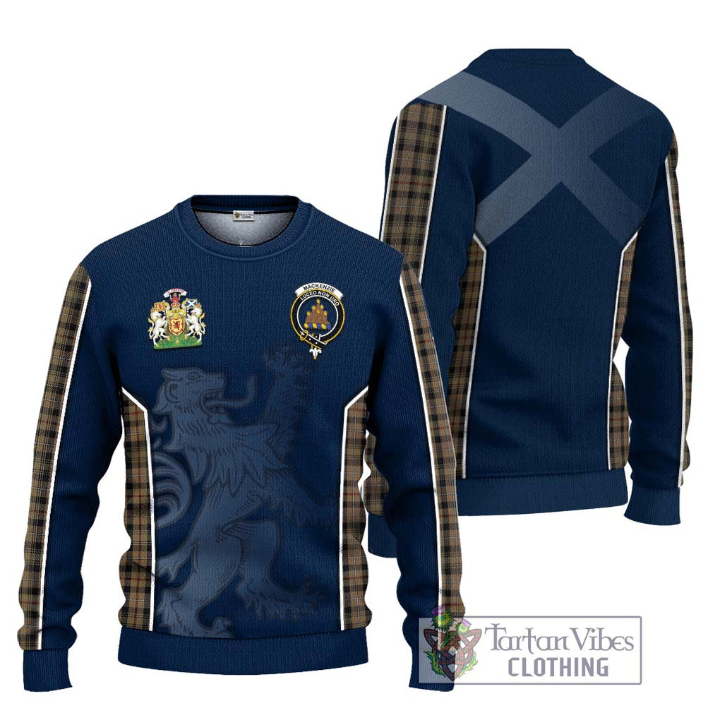 Mackenzie Hunting Tartan Knitted Sweater with Family Crest and Lion Rampant Vibes Sport Style Unisex - Tartan Vibes Clothing