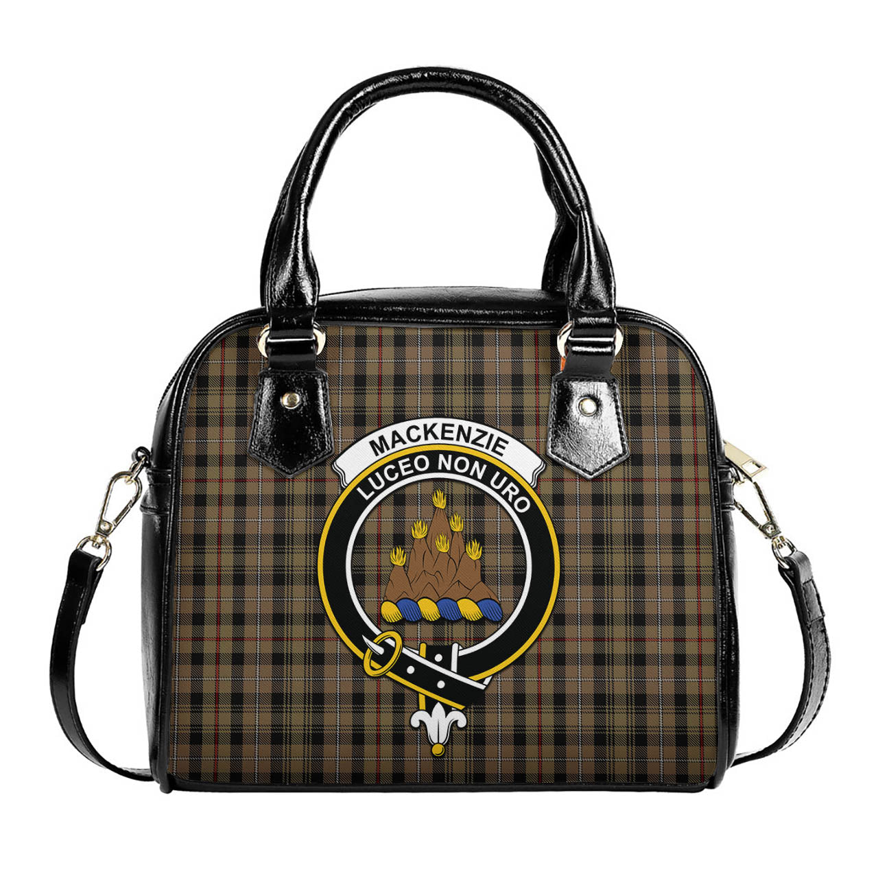 MacKenzie Hunting Tartan Shoulder Handbags with Family Crest One Size 6*25*22 cm - Tartanvibesclothing