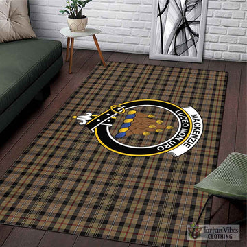 Mackenzie Hunting Tartan Area Rug with Family Crest