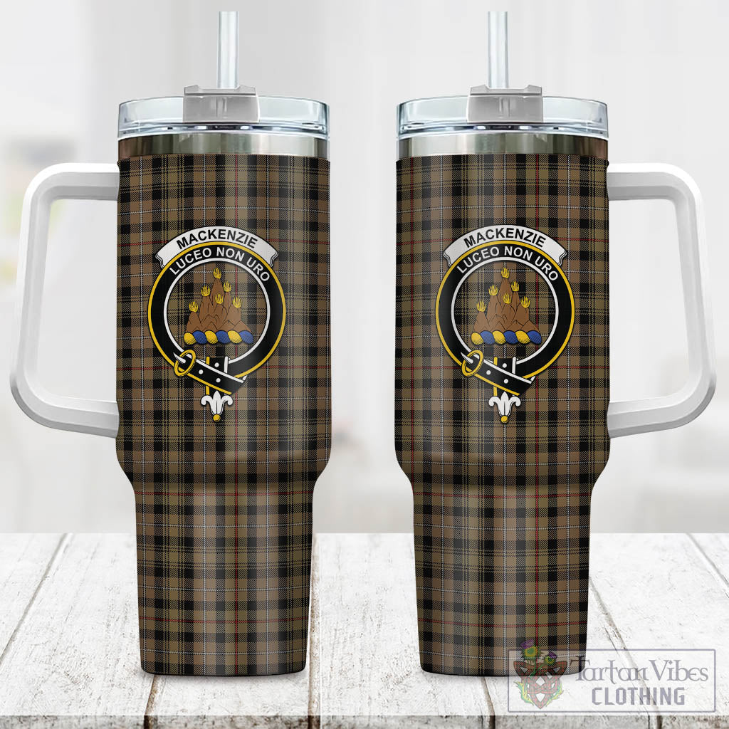 Tartan Vibes Clothing MacKenzie Hunting Tartan and Family Crest Tumbler with Handle